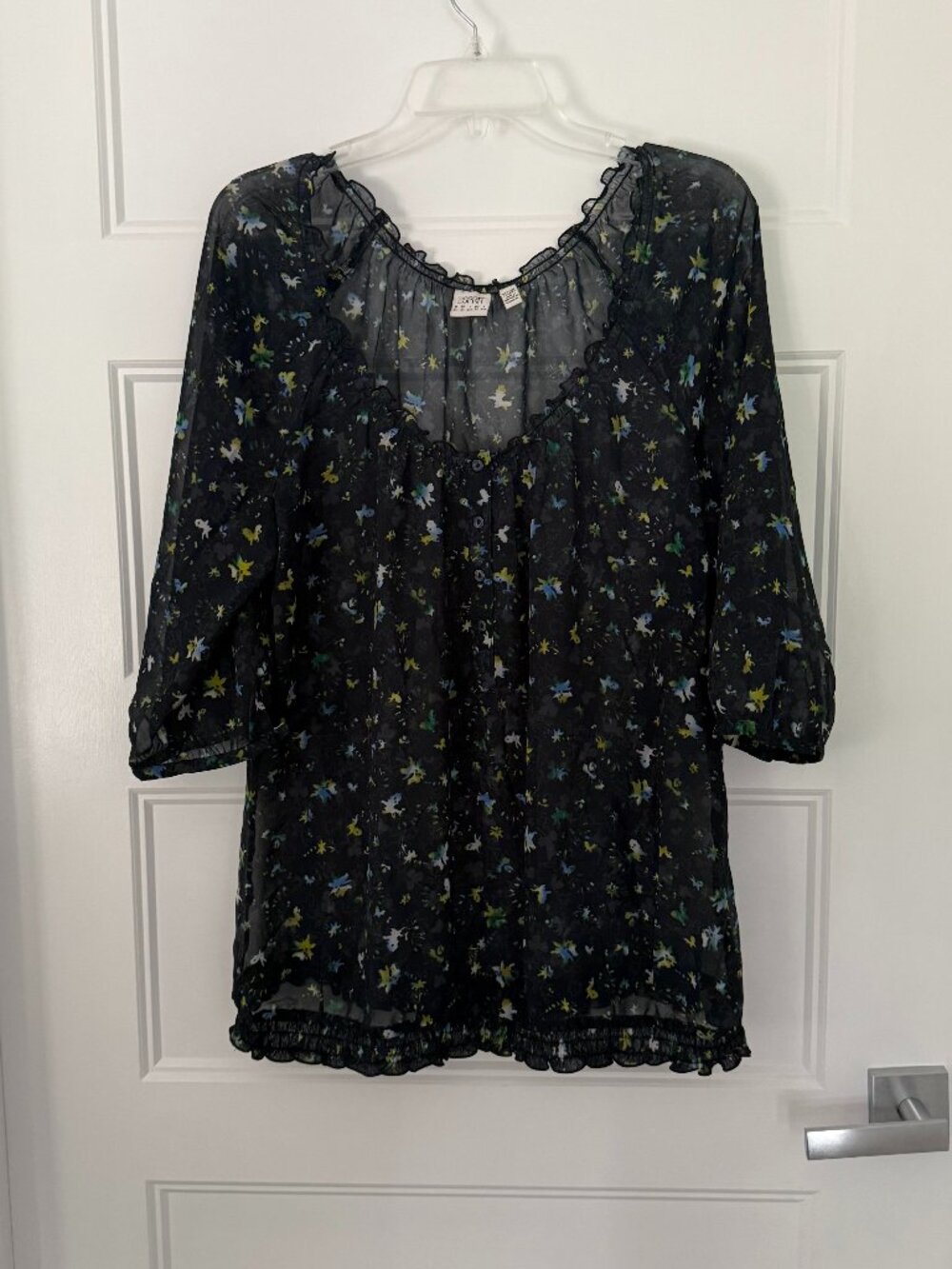 Esprit - Sheer Navy Floral Blouse - XL